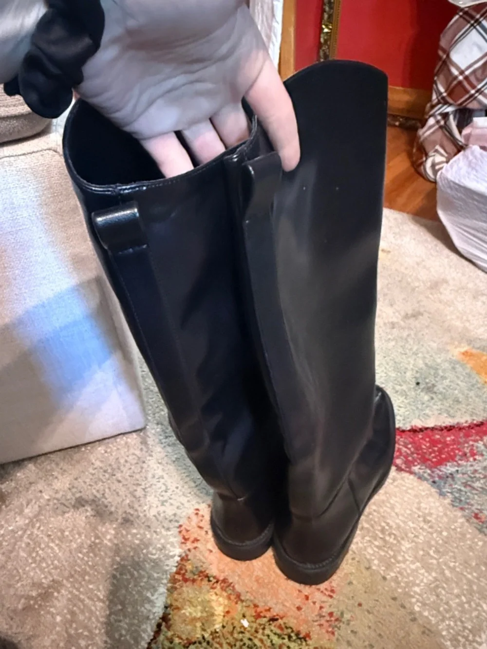 Genuine Leather Black Boots QIY Size 9 Classic Black Knee-High Women's - Picture 3 of 8
